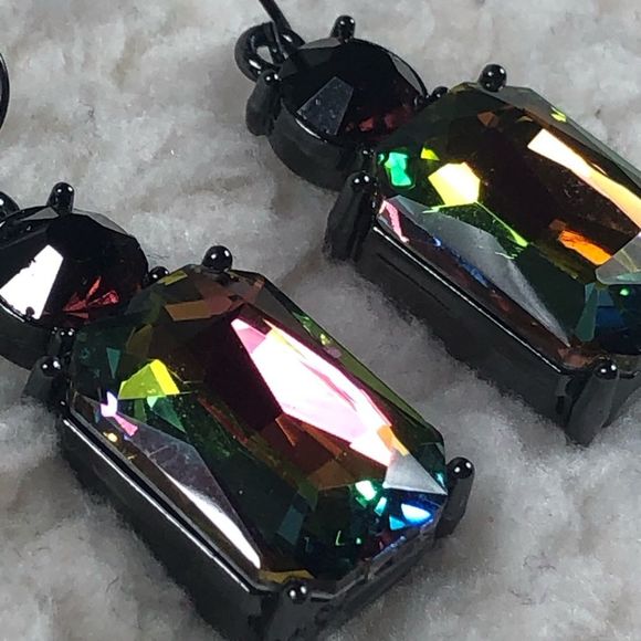 Stone multicolored shiny earrings, very pretty! NEW - Picture 6 of 7